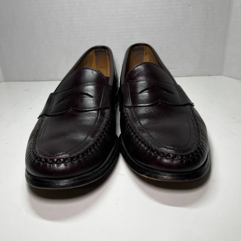SEBAGO Penny Loafers Shoes Men's 10 Burgundy Leather Hand-Sewn Made in USA EUC